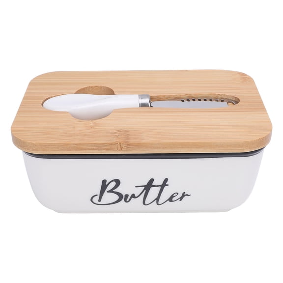 M Buder 500ml Ceramic Butter Dish with Built‑In Cutting Tool, Double‑Seal Lid, Dishwasher Safe – Elegant Kitchen Butter Keeper