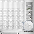 thumbnail image 2 of No Hook Shower Curtain, Grey Boho Shower Curtains for Bathroom with See Through Top Window, Vintage Ethnic Tribe Abstract Art Waterproof & Washable Bath Curtain 66"x72", 2 of 9