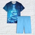 thumbnail image 5 of Puntoco Conjunto de pijama cómodo para mujer, conjunto de camiseta y pantalones cortos de manga corta con cuello redondo y estampado navideño para mujer, ropa para el hogar, 5 of 5