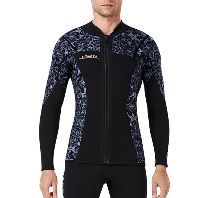 Eigraketly DIVE SAIL 1.5MM Traje de neopreno Tops Térmico Mantener caliente Trajes de neopreno de manga larga Trajes de buceo para aeróbic Deportes acuáticos hombre gris L