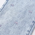 thumbnail image 5 of LIIPEE Girls Boys Jeans Pants Bowknot Embroidery Stretch High Waist Straight Wide Leg Denim Pants Trousers With Pockets Boys Trendy Vacation Pants,Blue,8-9 Years, 5 of 8
