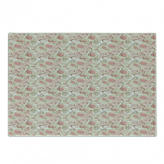 Love Cutting Board, Romantic Pastel Colored Scribble Random Shapes Hearts Springtime Floral, Decorative Tempered Glass Cutting and Serving Board, Small Size, Pale Green Blush Brown, by Ambesonne