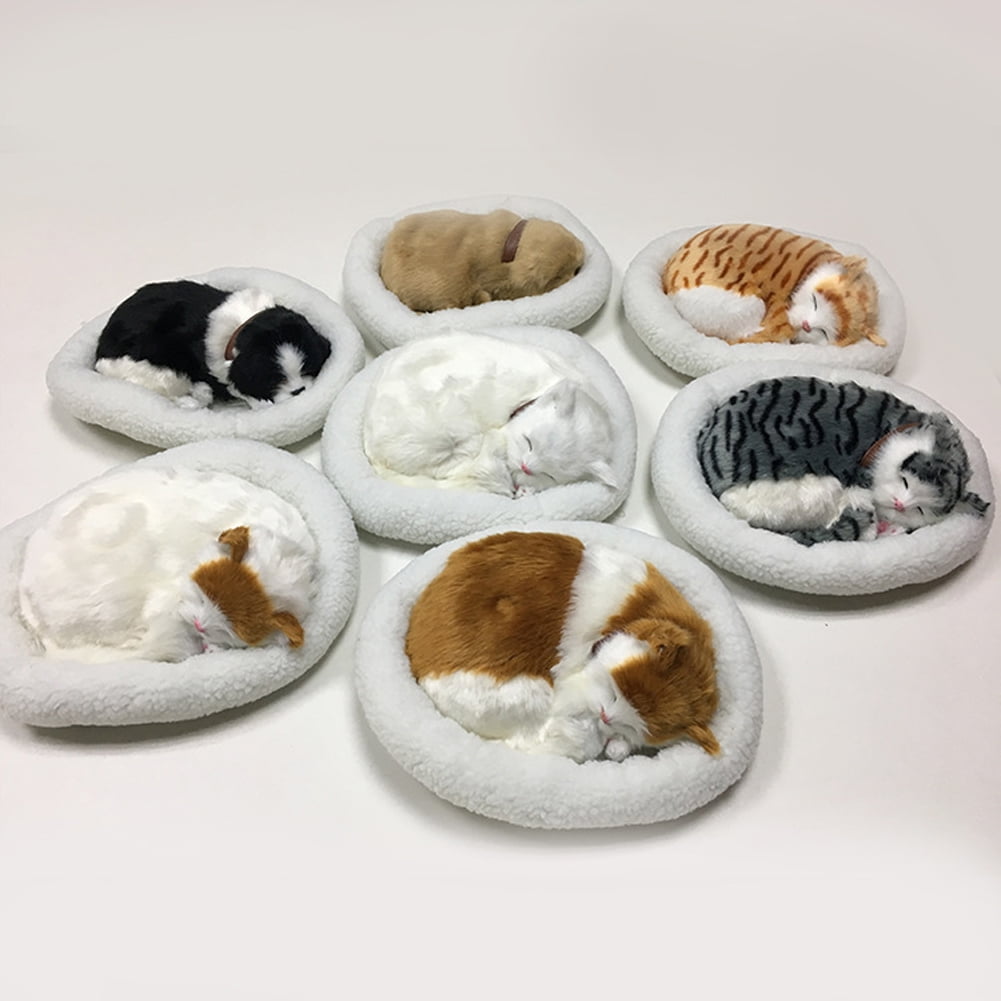 Realistic Sleeping Breathing Cat Dog Plush Doll Toys Electronic Companion Pets Home Decoration Ornament Toy