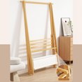 thumbnail image 2 of Colourtree 64.2'' H X 26'' W X 2.36'' D Clothing Garment Rack Clothes Rack Wooden with 2 Tier Shelves and Bag,Yellow, 2 of 5