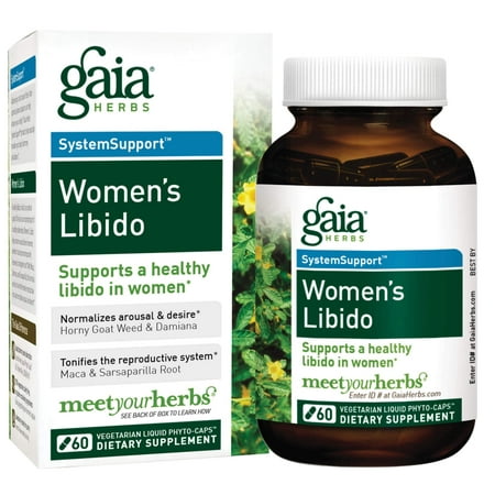 Gaia Herbs Womens Libido, Vegan Liquid Capsules, 60 Count - Healthy Female Libido and Reproductive System Support with Epimedium (Horny Goat Weed), Maca Root, Tribulus Terrestris, Damiana