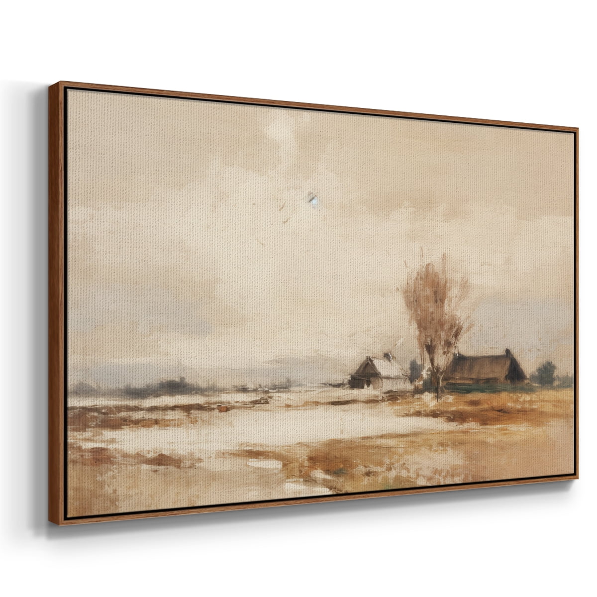 Vintage Landscape-III By Wexford Home Framed in Walnut Wood Gallery Wrapped Canvas 25 in. x 37 in.