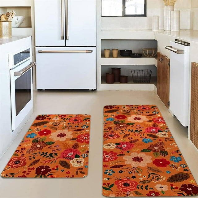 KER Retro Floral Floormat Classic Floral Design For Kitchen Living Room Bedroom For Daily For Giving