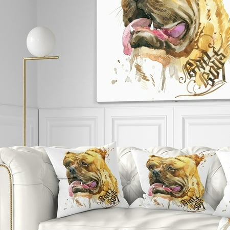 UPC: 0645466701773 | DESIGN ART Designart Funny Dog in Brown Animal Throw Pillow 18 in. x 18 in. Medium