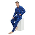 thumbnail image 3 of GLOBAL Men's Long Sleeve Flannel Pajamas Sets 100% Cotton Sleepwear Top and Bottom, Size S-3XL, 3 of 5