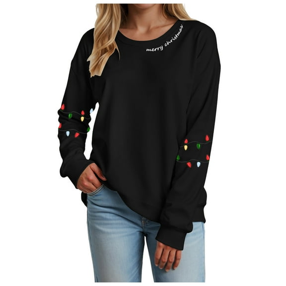 Gibobby Women's Casual Crew Neck Sweatshirt Loose Soft Long Sleeve Pullover Tops(L,Black)
