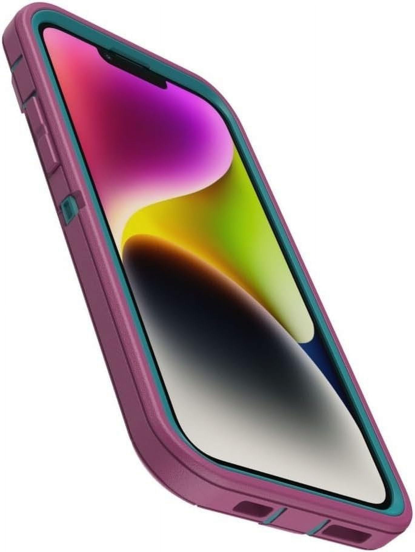 OtterBox Defender Series Rugged Holster Cell Phone Case for iPhone 14 and 13, Pink and Black