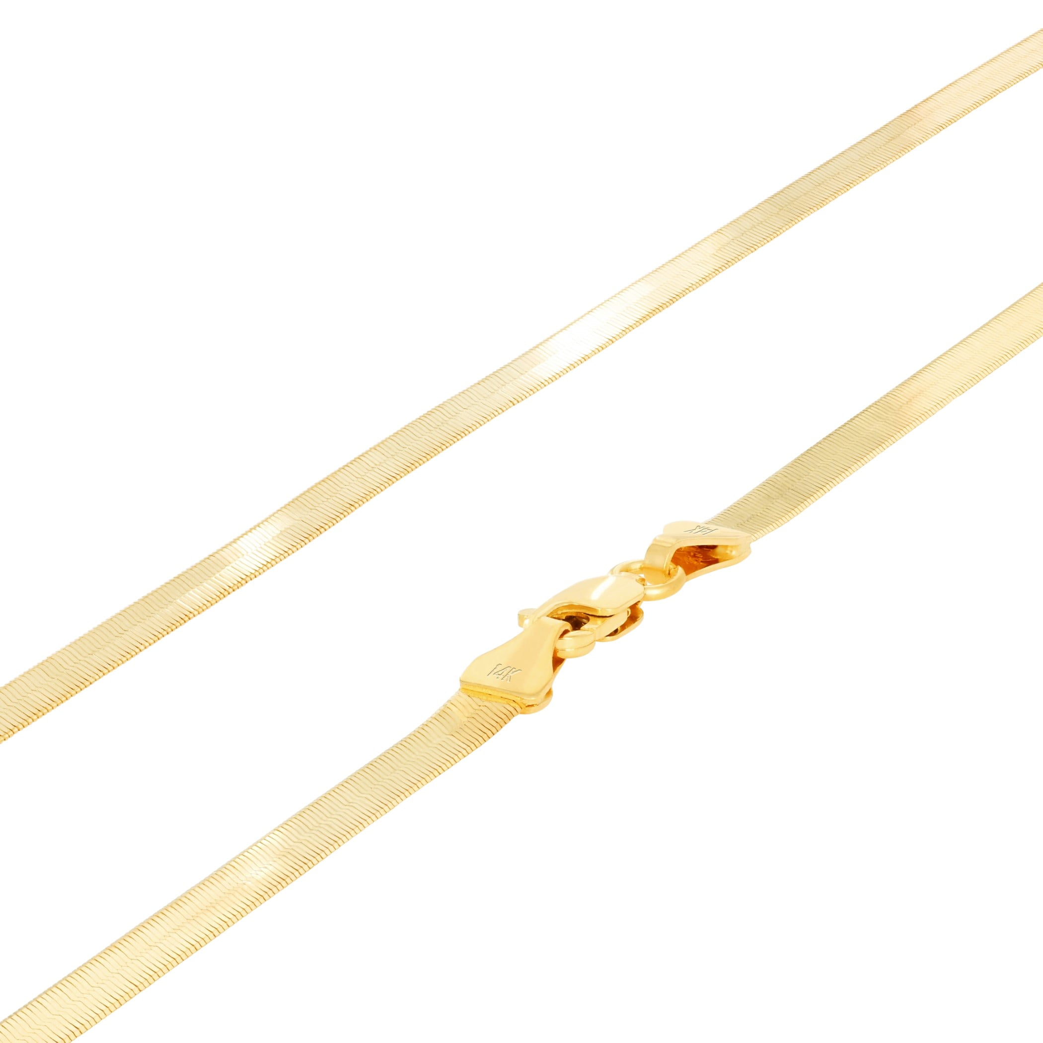 Nuragold 14k Real Yellow Gold Solid Herringbone Flexible 3mm Chain Necklace (14"-24") Italian Jewelry for Women