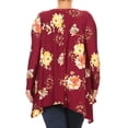 thumbnail image 2 of BNY Corner Women Plus Size Long Sleeve Floral Pattern Casual Tunic Top Shirt Burgundy XL (D396 FLO) BNY Corner, 2 of 4