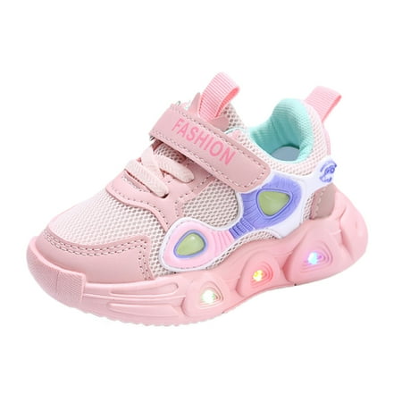 

Rrunsv Toddler Girl Sneakers Kid s Unisex Walking Sneakers Soft Insole Toddler Slip on Sneakers Tennis Shoes for Girls Boys Light Up Shoes Pink 18-24 Months