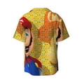 thumbnail image 6 of Lsque Mario print Men's Cuban Collar Short Sleeve Shirt Summer Beachwear Casual Button Down Fashionable Vacation Leisure Shirt-Medium, 6 of 7