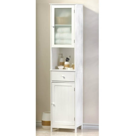 SKB Family Tall White Storage Cabinet Accent home space drawer doors shelf display (Best Way To Organize Kitchen Cabinets And Drawers)