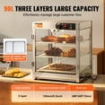 thumbnail image 3 of KFFKFF Vitrine Commerciale de Chauffage Alimentaire à Triple Couche, Réchauffeur de Présentation des Aliments Illuminé 800 W, Régulation de la Température de 86 °F à 185 °F, Espace Volumineux 90 L pour Burgers, Pizzas, Pains, 3 of 9
