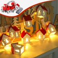 thumbnail image 1 of Feltree Christmas String Lights 6.6 Ft Wooden House String Lights with Hollow Out Christmas Tree Pattern Warm Colored Light, 1 of 8