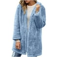 thumbnail image 2 of Jalioing Women's Fuzzy Cardigan Fall Winter Long Sleeve Hooded Fleece Coat Thermal Open Front Cardigan Outerwear, 2 of 9