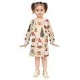 thumbnail image 2 of Girls' long-sleeved dress Gnome Snowflake Christmas Tree Girls' A-line dress with ribbed cuffs Soft and comfortable, 2 of 6