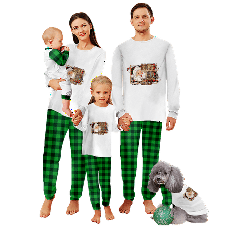 

Family Matching Christmas Pajamas Set Christmas Buffalo Plaid Stripe Print Baby-Kids-Adult-Pet Size 2-Piece Top and Pants Bodysuits Unisex Pajamas Set