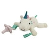 Dr. Brown's Baby Lovey Pacifier & Teether Holder, Unicorn with Pink HappyPaci, 100% Silicone, 0-6m