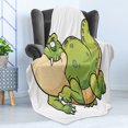 thumbnail image 4 of Crocodile Soft Flannel Fleece Throw Blanket, Digitally Generated Beefy Alligator, Cozy Plush for Indoor and Outdoor Use, 50" x 70", Apple Green White, by Ambesonne, 4 of 5