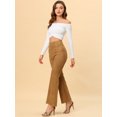 thumbnail image 4 of Pantalones Largos De Punto Liso Con Cremallera Lateral Oculta Acampanada De Cintura Alta Allegra K Marrón M, 4 of 5