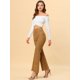 thumbnail image 4 of Allegra K Pantalones Largos De Punto Liso Con Cremallera Lateral Oculta Acampanada De Cintura Alta Informal Para Mujer Marrón L, 4 of 5