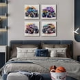 thumbnail image 3 of CDDposter Monster Truck Canvas Wall Art Watercolor Cartoon Car Color Racing Painting Vintage Car Posters Kids Boys Room Wall Decor Trucks Poster Boy Bedroom Nursery Paintings Children Unframed 4pcs, 3 of 6