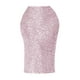 thumbnail image 2 of Falda de lentejuelas Prolriy para mujer, color liso a juego, moda, lentejuelas, delgada, cintura alta, longitud media, falda para mujer, rosa S, 2 of 5