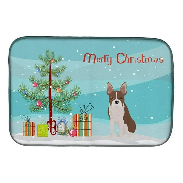 Carolines Treasures CK3493DDM Boston Terrier Christmas Tree Dish Drying Mat