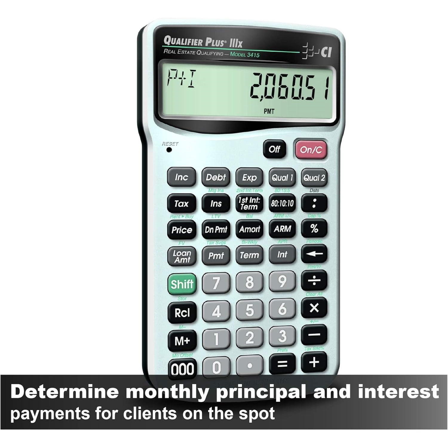 3415 Qualifier Plus IIIx Advanced Real Estate Mortgage Finance Calculator | Simple Operation | Buyer Pre-Qualifying | Solves Payments, Amortization, ARMs, Combos, FHA, VA, More