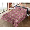 thumbnail image 4 of Ambesonne Floral Fitted & Flat Sheet with Shams 4 Pcs Set, Dark Red Orchids Repeating, Calking, Pale Fuchsia and Sage Green, 4 of 5