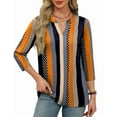 thumbnail image 3 of Ronuti Women's 3/4 Sleeve V-Neck Pleated Blouse - 2025 Trendy Work to Weekend Top, 3 of 5