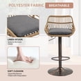 thumbnail image 4 of Homefun Rattan Bar Stools Set of 2 Adjustable Height 360 Swivel Low Back Stools with Footrest Breathable Linen Cushions, 4 of 7