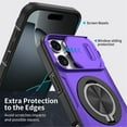 thumbnail image 5 of Case for iPhone 15 Pro with Rotating Metal Stand, MagSafe Magnetic Wireless Charging,Sliding camera casing,Shockproof Dropproof Tough Rugged Protective Case Cover,Purple,For iPhone 15 Pro, 5 of 7