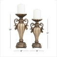 thumbnail image 4 of DecMode 2 Candle Brass Polystone Scroll Pillar Candle Holder, Set of 2, 4 of 8