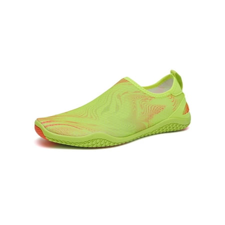 

Difumos Womens Mens Beach Shoe Slip On Barefoot Quick Dry Water Shoes Surf Anti-Slip Aqua Socks Comfort Fitness Workout Flats Fluorescent Green 11