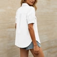 thumbnail image 5 of MYAOYI Womens Summer Linen Blouse Puff Sleeve Button Down Casual Shirt, 5 of 9