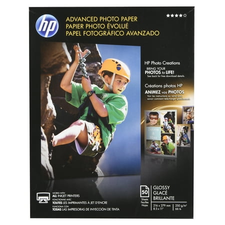 - HP, HEWQ7853A, Advanced Glossy Photo Paper, 50 / Pack, White