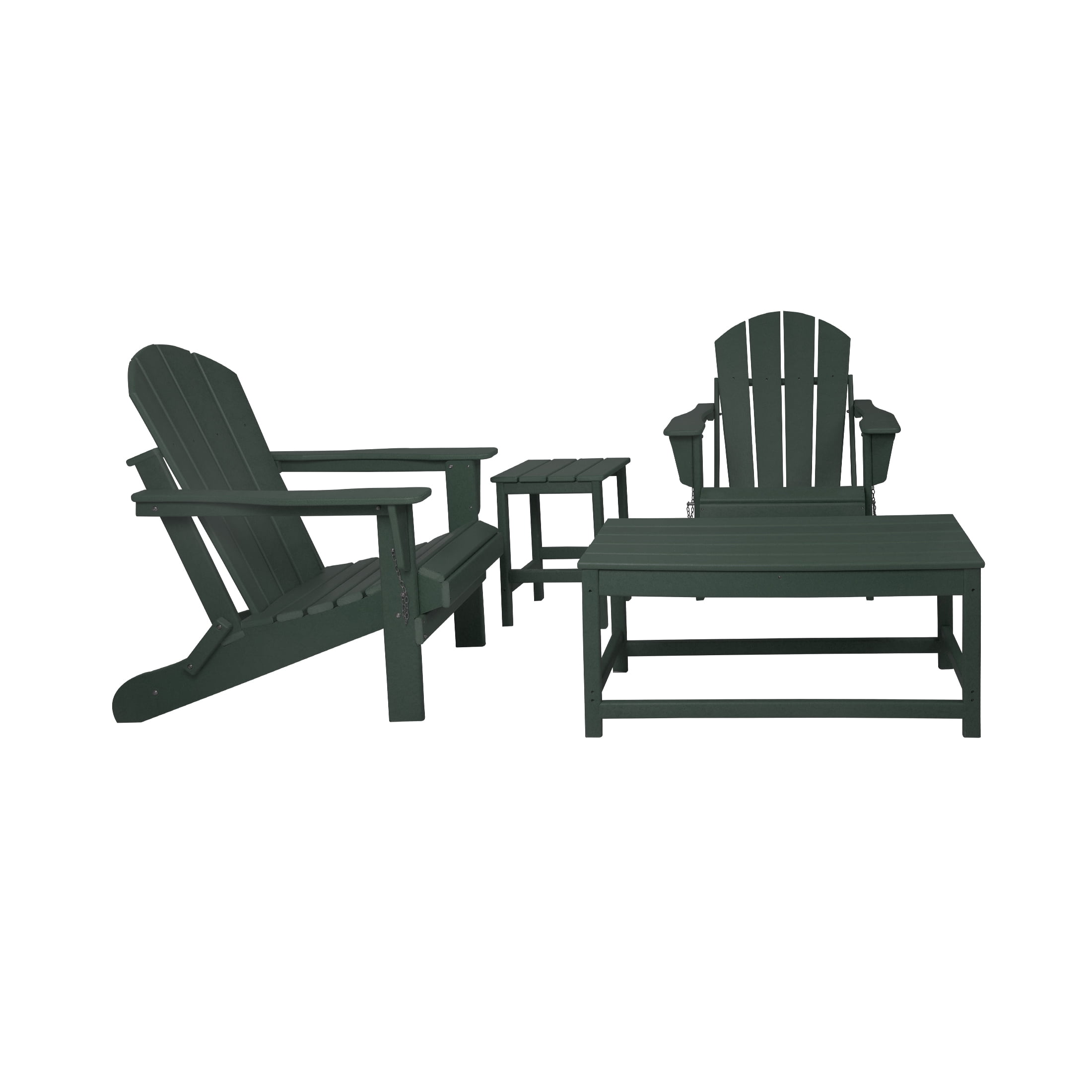 4-Piece Outdoor Paio Adirondack Conversation Seating Set, Dark Green