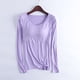 thumbnail image 1 of Pijama de manga larga para mujer, ropa de casa de color con almohadillas para el pecho, camiseta de manga larga, cómoda base para uso externo, pijama de modal de cuello redondo para mujer., 1 of 3