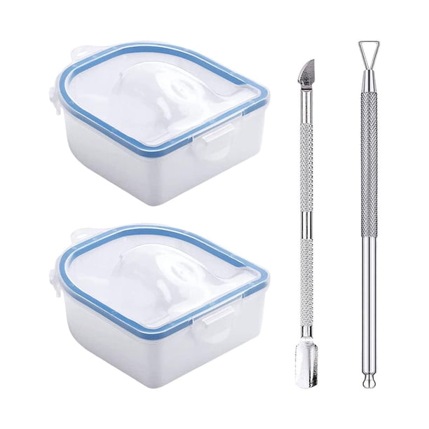 2 tazones para de uñas/esmalte en gel/removedor de polvo/profesional con empujador de cutículas y Azul Yuyangstore Cuenco para remojo de uñas