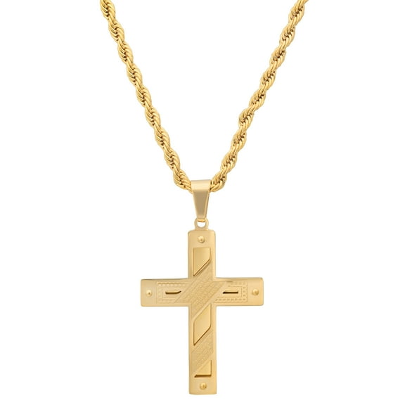 Gold Plated Polished Cross Pendant Necklace