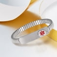 thumbnail image 5 of Wollet Stainless Steel Medical Alert Bracelet for WoMen, 6.9 Inch, Silver, Engraved Alzheimer's, 5 of 8
