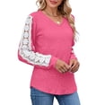 thumbnail image 4 of UVN Long Sleeve Shirts for Women Fall V Neck Lace Blouses Casual Dressy Tunic Pullover Sweaters Tops, 4 of 9