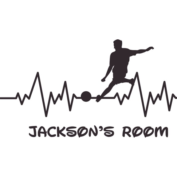 Soccer Kick Player Sports Silhouette Customized Wall Decal - Custom Vinyl Wall Art - Personalized Name - Baby Girls Boys Kids Bedroom Wall Decal Room Decor Wall Stickers Decoration Size (15x30 inch)