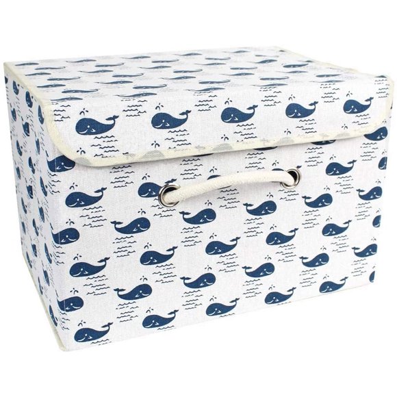 Storage box Toy box Foldable Storage box with lid Children's toy organizer Storage basket Basket for clothes Folding box Storage container made of cotton fabric (whale)