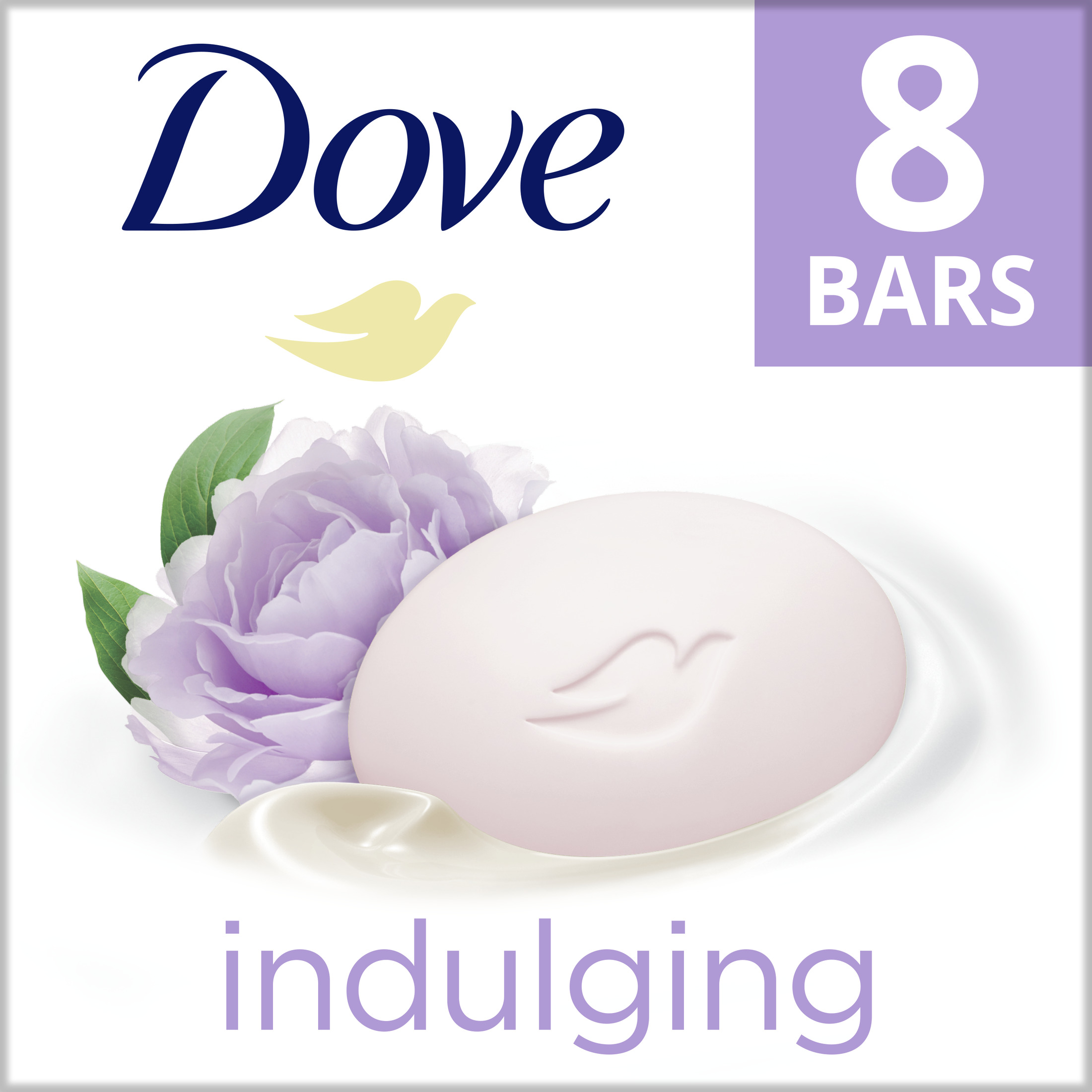 Dove Indulging Gentle Beauty Bar Soap for Dry Skin, Sweet Cream and Peony, 3.75 oz (8 Bars) - image 2 of 8